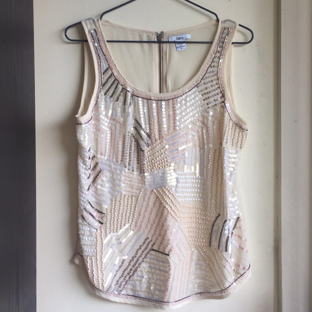 Bar III size S sequins embroidered shell 100% poly